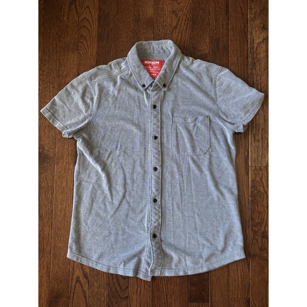Bobson Shirt Mens Medium Blue Japanese Button Up Short Sleeve Okayama M
